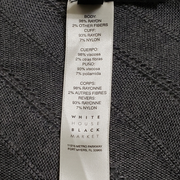 White House Black Market Asymmetric Grey/White Chevron Poncho Sweater Small - Picture 9 of 12